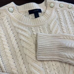 J.Crew 100% Wool Cream Cable Knit Sweater Size small